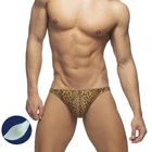 Купальник-бикини мужской с заниженной талией, пикантный модный однотонный Быстросохнущий купальник с леопардовым принтом, шорты для плавания с пуш-ап, лето