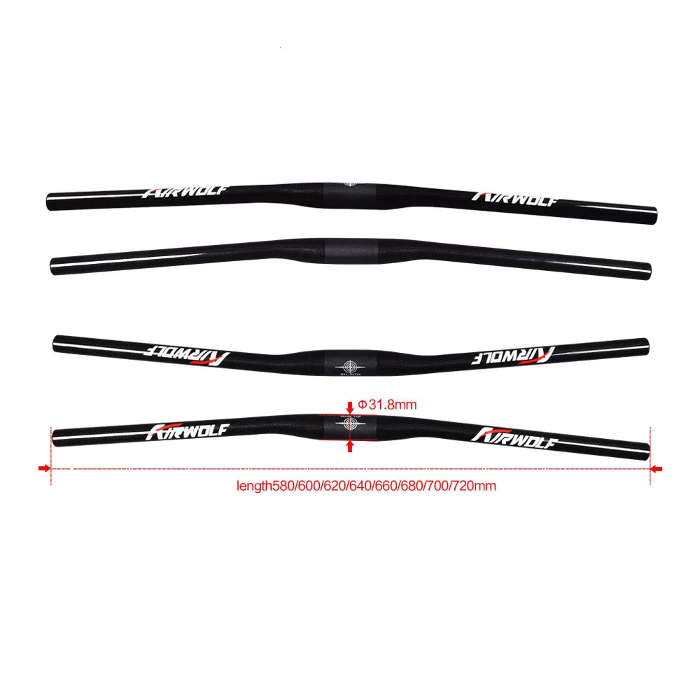Руль карбоновый для горного велосипеда Ariwolf 3K 580/600/620/640/660/680/700 мм|carbon handlebar mtb|handlebar