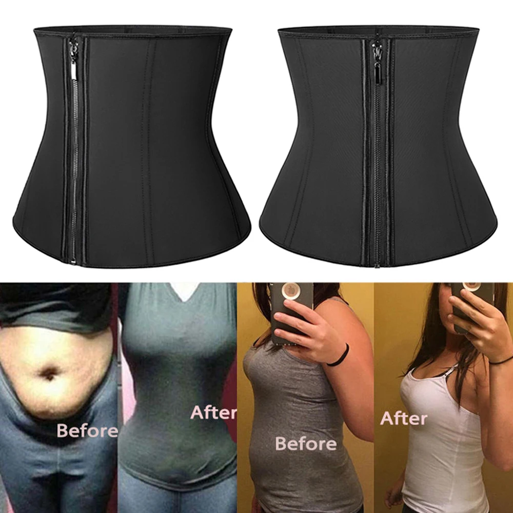 

Shapewear Waist Trainer Body Shaper Latex Corset Zipper Underbust Slim Tummy Waist Cincher Belly Belt Girdles For Women