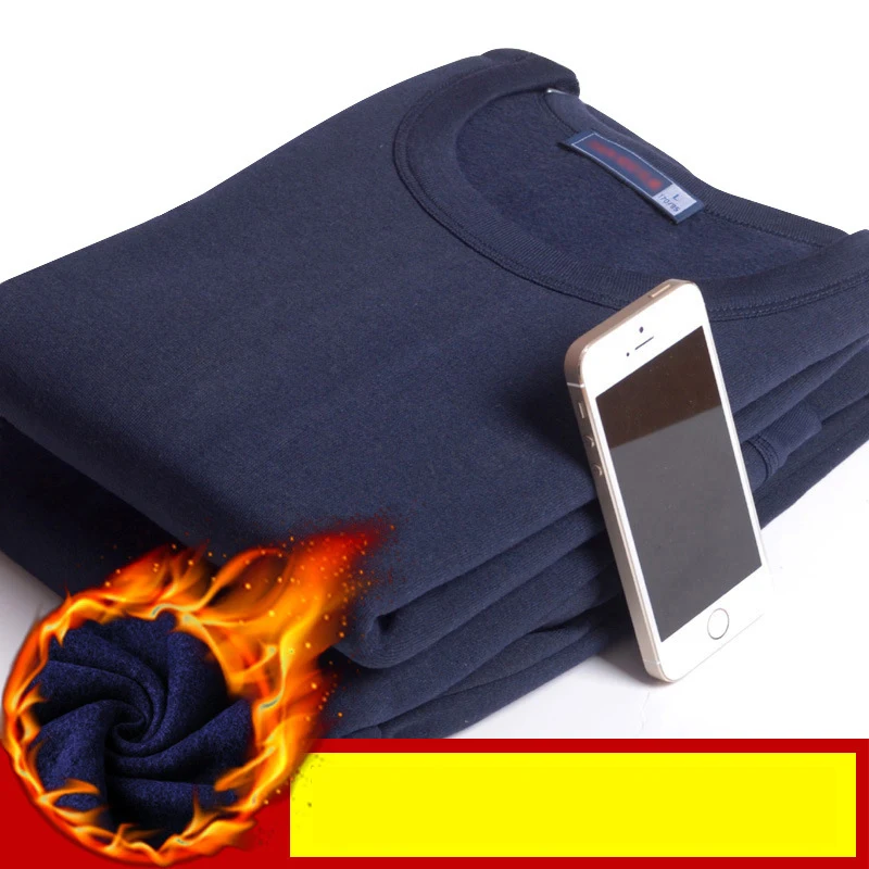 Мужское зимнее термобелье с плюшевой подкладкой утолщенное нижнее белье круглым