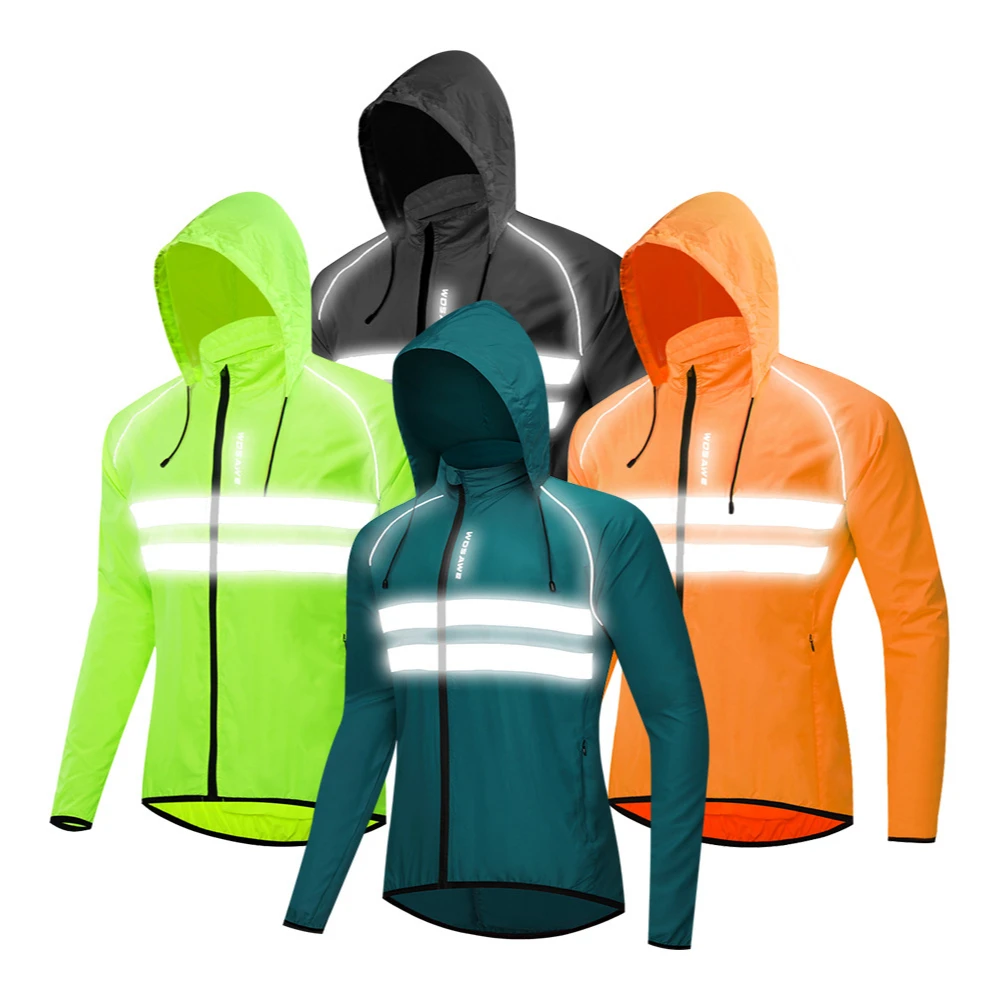 

Mountain road bike riding windbreaker hooded windbreaker reflective and breathable skin windbreaker long-sleeved cycling jacket