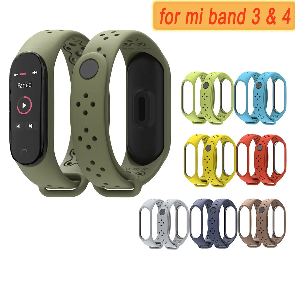 Ремешок сменный для Xiaomi Mi Band 3 4 5 6 силиконовый спортивный браслет смарт часов M3 M4 M5