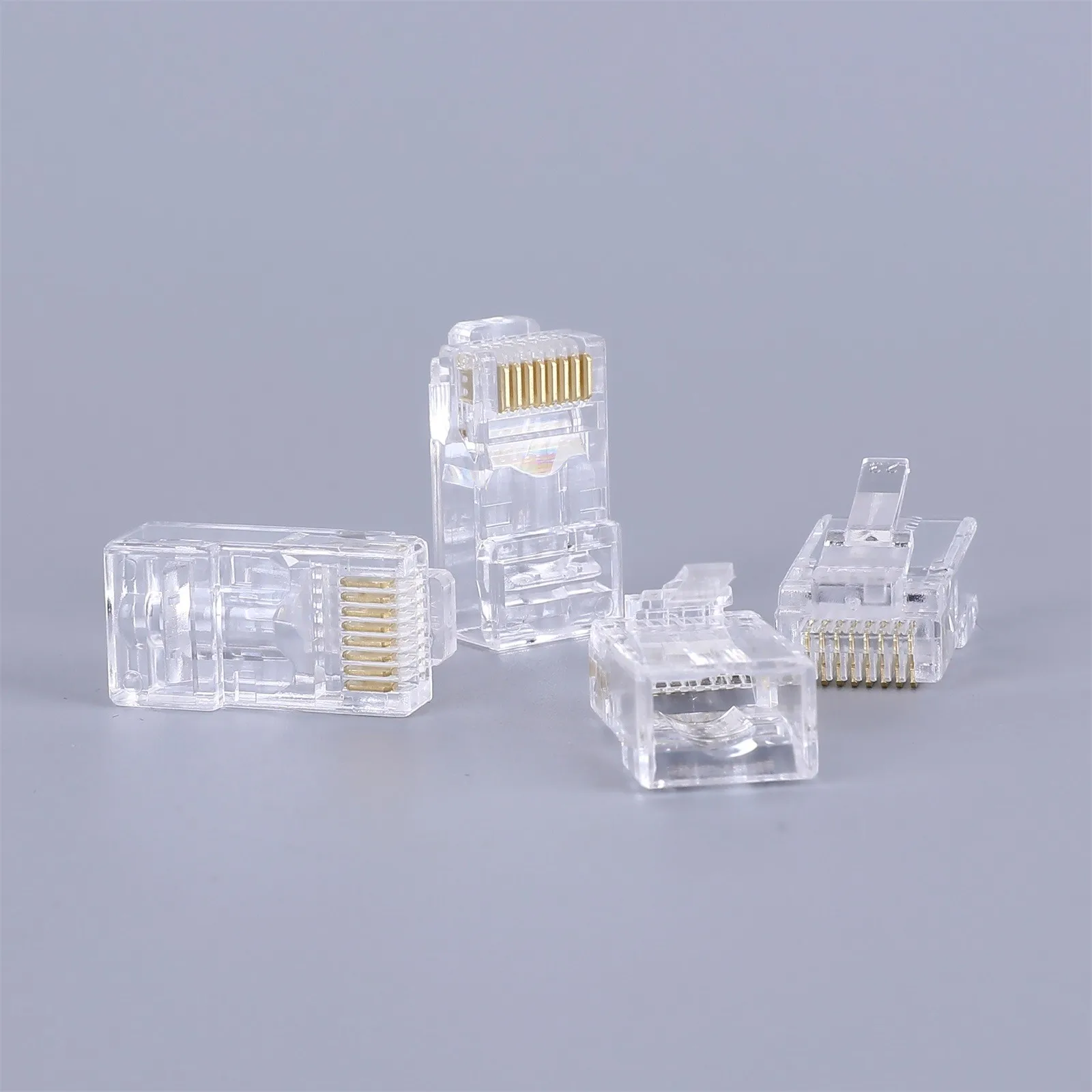 100 шт. Cat 5 Cat6 RJ45 разъем 8P8C модульная Кабельная вилка Ethernet медная позолоченная