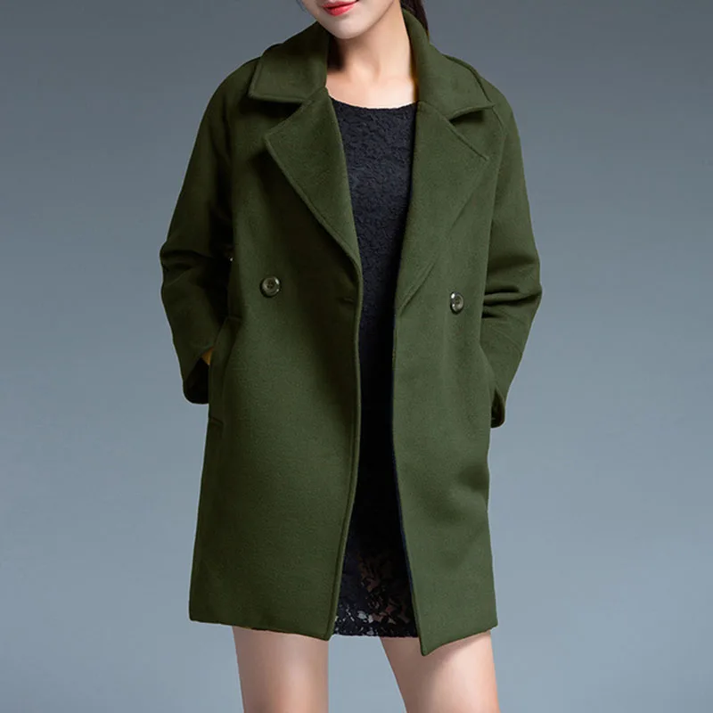 7XL шерстяное пальто большого размера Женская Базовая ветровка Осень Зима
