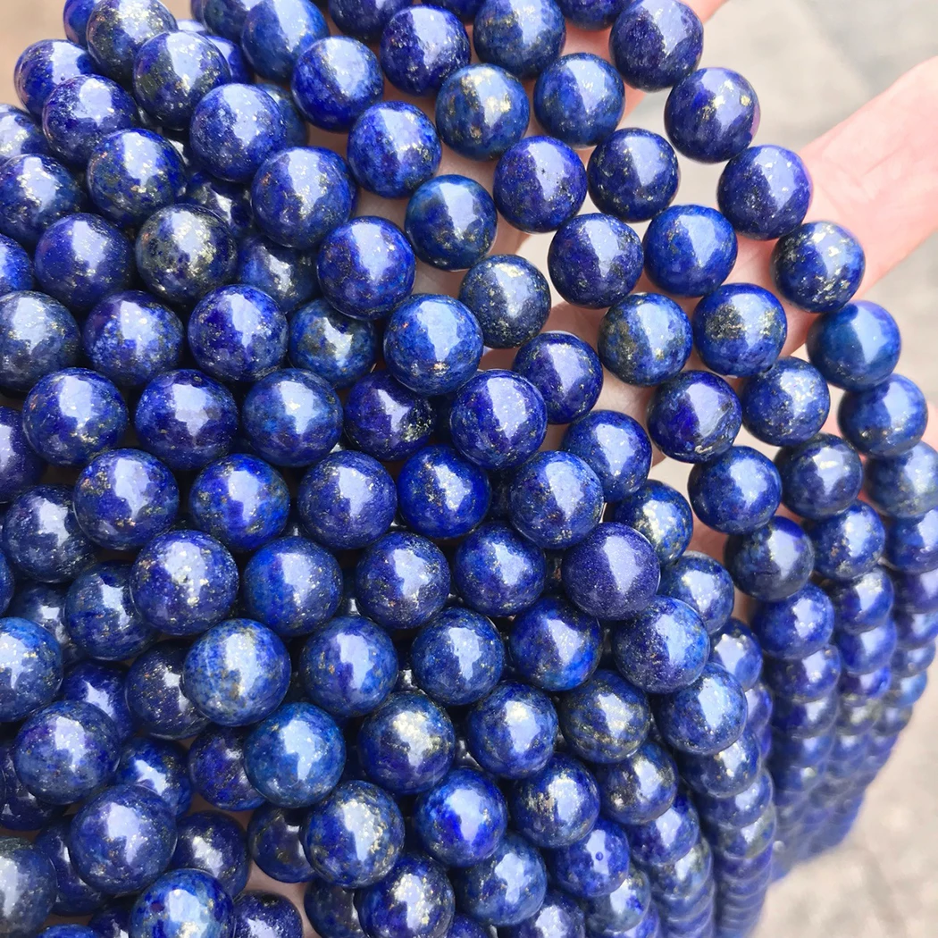 Натуральный Лазурит 4-12 мм круглые бусины из драгоценного камня для изготовления