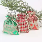 9*12 см горячая штамповка имитация конопли пакет карман новые рождественские украшения товары Подарочный пакет 20 штук