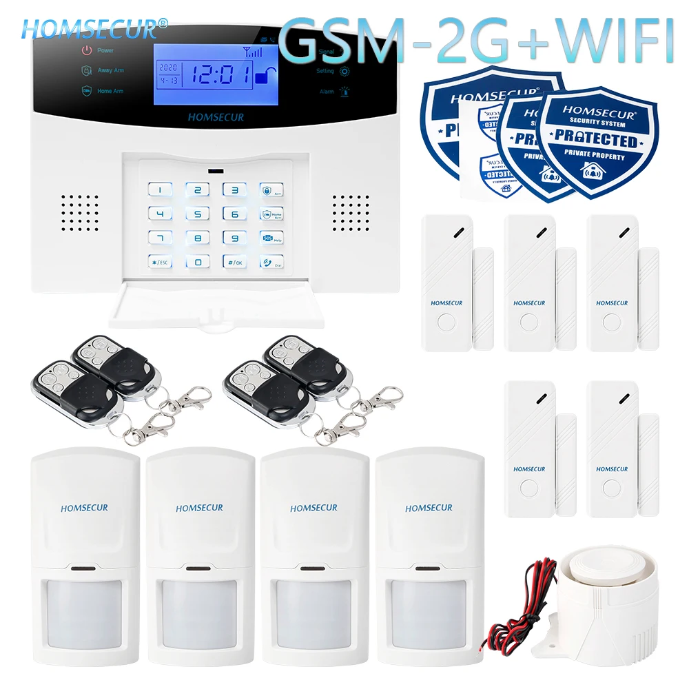 HOMSECUR беспроводный и проводной WIFI GSM 2G домашняя система охранной сигнализации + PIR 5