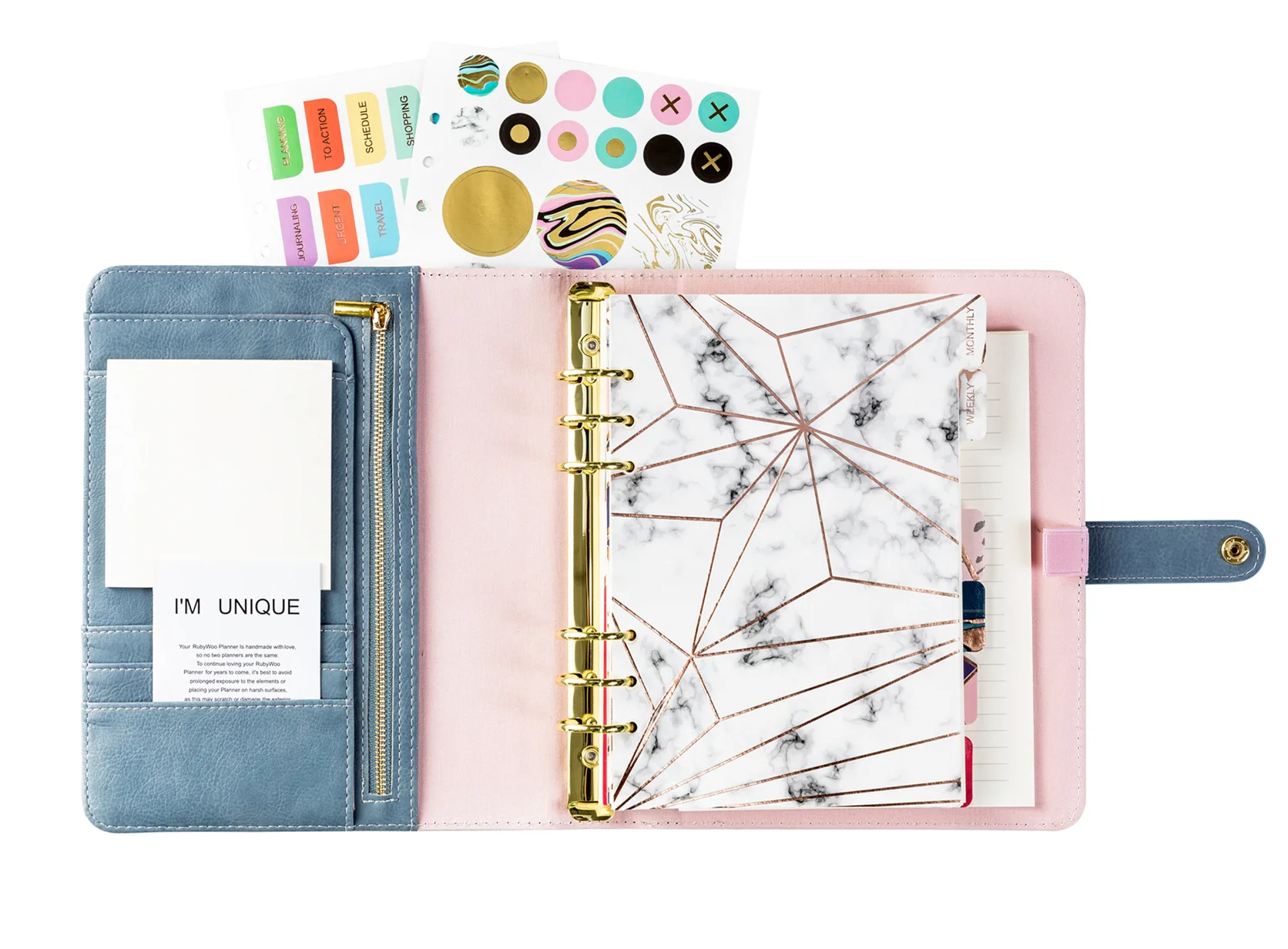 Блокнот на спирали А5/А6 с синим ромбовидным узором планировщик 2021 блокнот