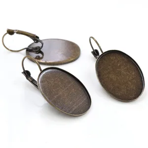 18x25 мм 10 шт бронзовые покрытые французскими рычажными задними серьгами пустыебазовые, подходят 18x25 мм овальные стеклянные кабошоны; Оправы для серег (L5-33)