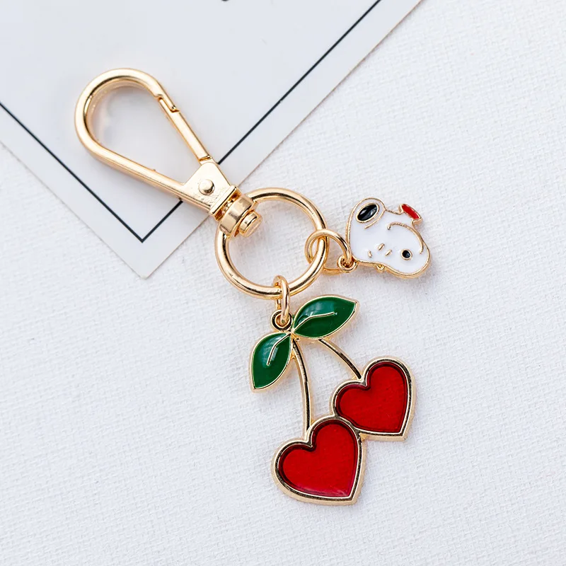 

2pcs Lovely Cherry Red Pink Alloy Men'S And Women'S Key Chain DIY Making Jewelry Necklace Handmade Accessories