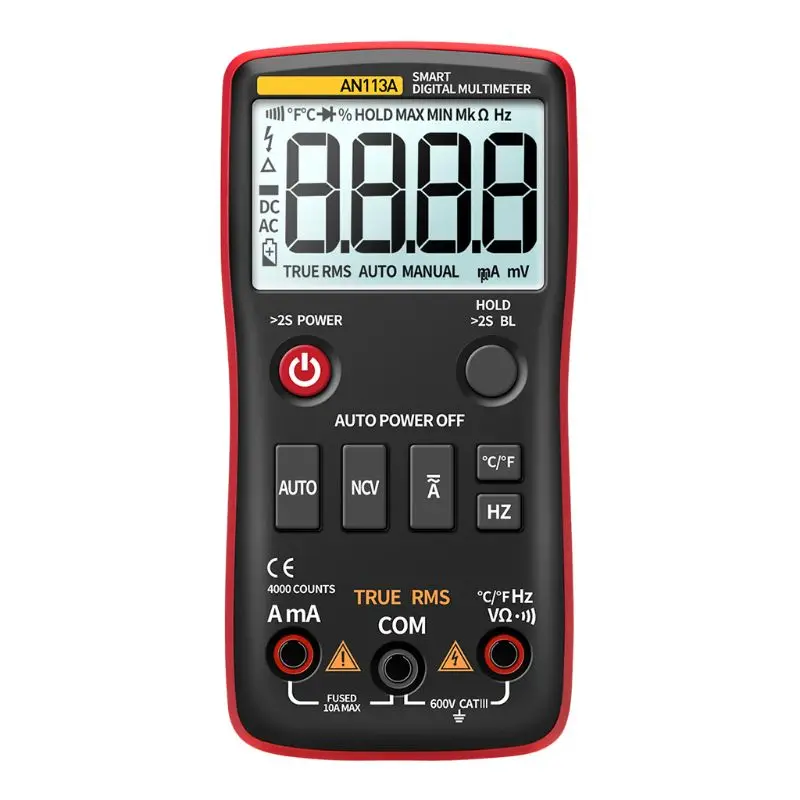 

2021 Digital Multimeter Auto Range True RMS with Temperature Tester 4000 Counts AC/DC 23GB