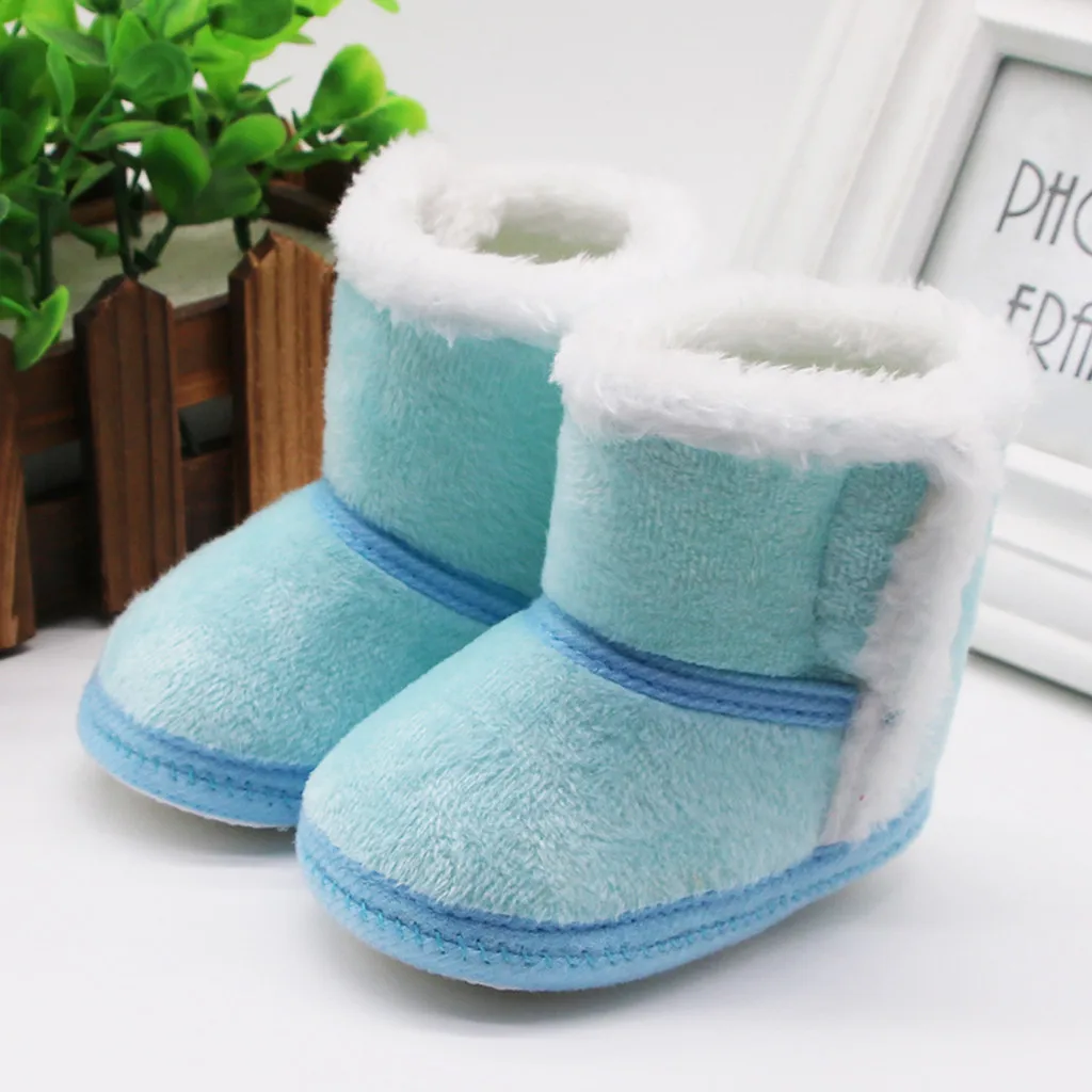 Детская обувь для новорожденных девочек кашемировые плюшевые однотонные зимние