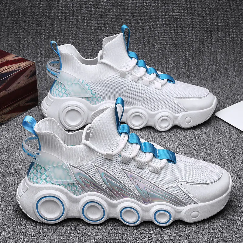

Running Shoes 2021 Summer New Men Sports Shoes Casual Shoes Flying Woven Breathable Casual Basic Rubber PU Black and White Adult