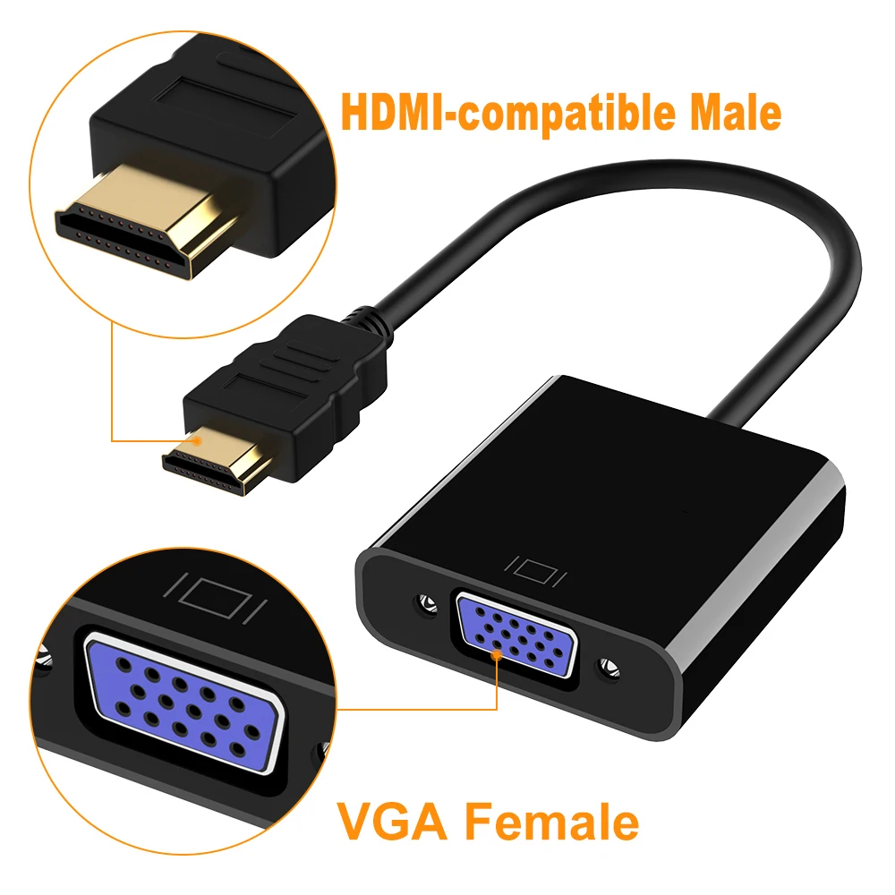 Адаптер HDMI совместимый с VGA папа мама преобразователь адаптер полный 1080P цифро