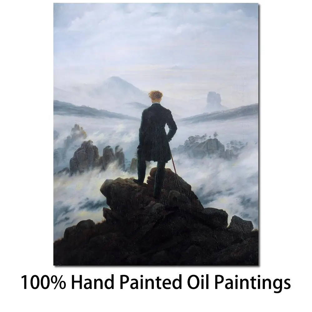 

Hand Painted Oil Paintings The Wanderer Above The Sea Of Fog Canvas Art by Caspar David Friedrich Romantic Landscape Wall Decor