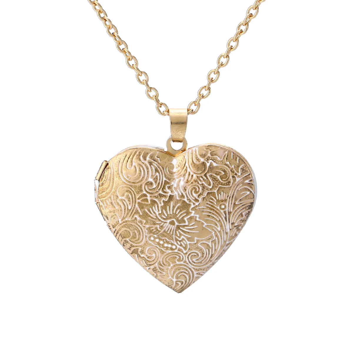 Carved Designs Heart Photo Frame Pendant Necklace Oval Floating Locket Women Men Fashion Memorial Jewelry | Украшения и