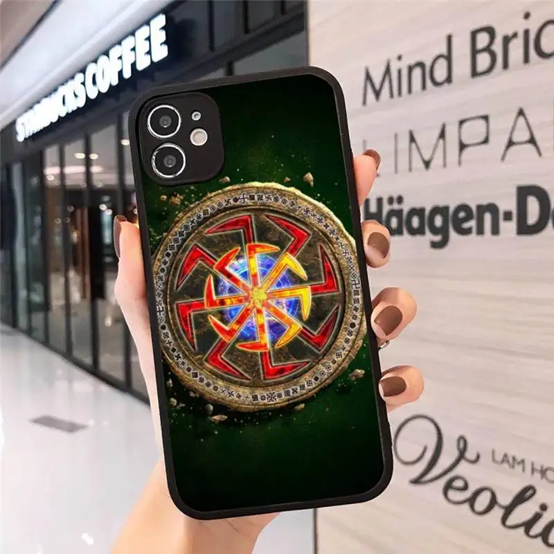 

Slavic Viking symbol Kolovrat Phone Case Matte Transparent for iPhone 7 8 11 12 s mini pro X XS XR MAX Plus cover funda