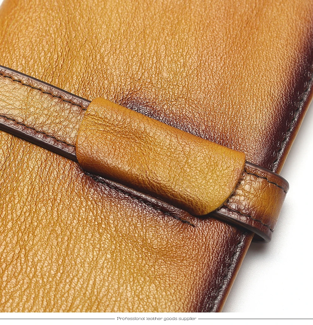 Dip Dye RFID Блокировка натуральная кожа Винтажный Мужской и Женский Длинный кошелек портмоне винтажный дизайнер мужской Carteira кошельки