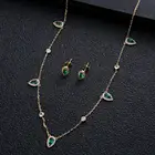 Модный свадебный капли воды ожерелье серьги для женщин, серьги полный комплекты свадебных ювелирных украшений с фианитами pendientes mujer