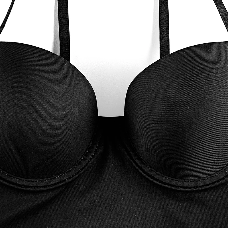 Wechery XXL Full Control Slips With Underwire Cup Women Body Shapers Stretchable Safety Underwear Dress Strap Black