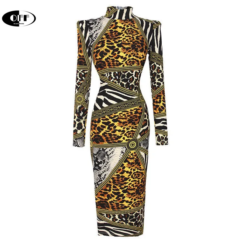 Дизайнерское винтажное платье миди с леопардовым принтом облегающее Клубное