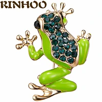 rinhoo green crystal frog brooches for women green color animal brooch pin luxury vintage jewelry coat accessories bijouterie