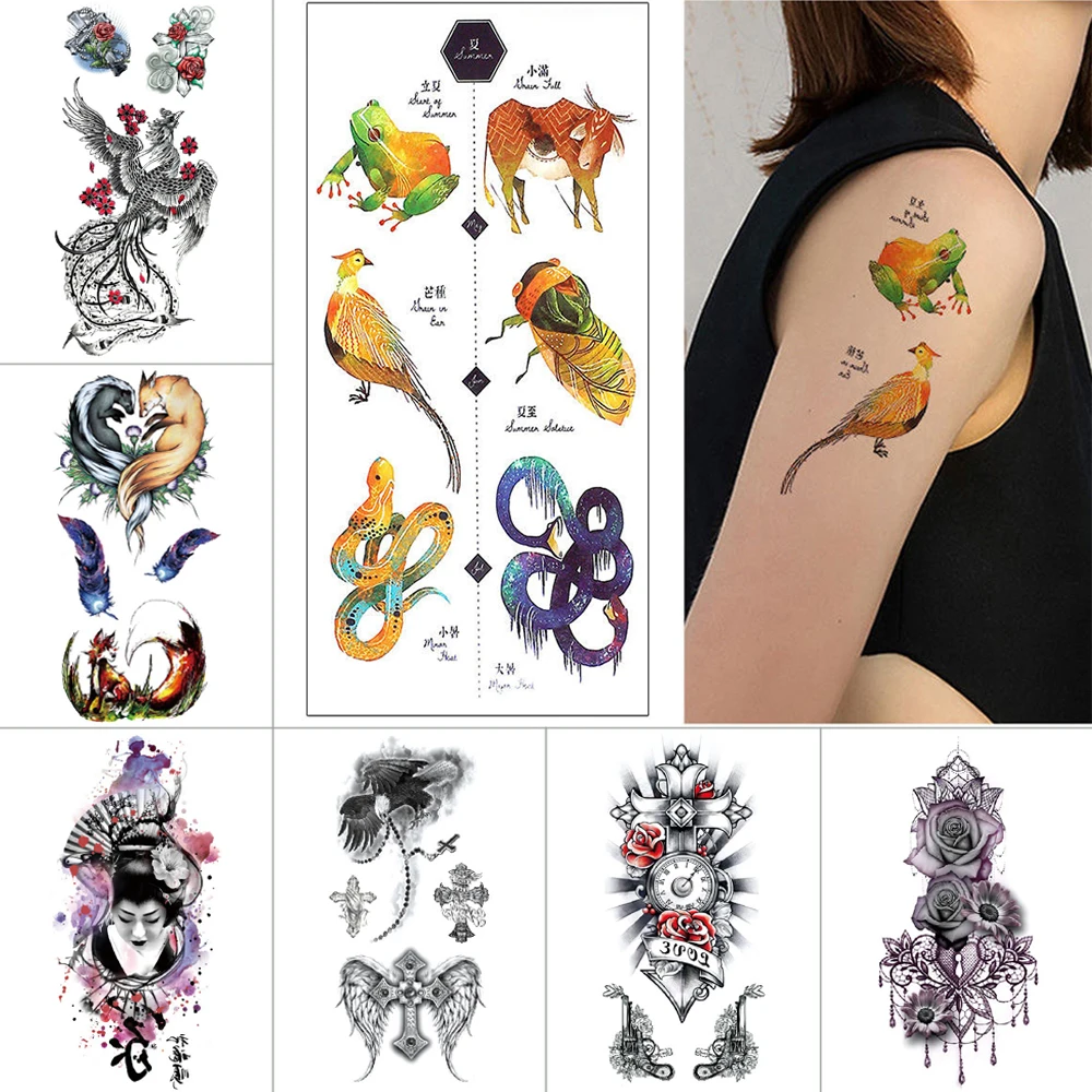 Тигровая лиса водонепроницаемые временные тату-наклейки медведь змея животное