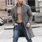 Взрывоопасная осенне-зимняя трендовая Длинная шерстяная куртка из твида для молодых мужчин, мужская куртка