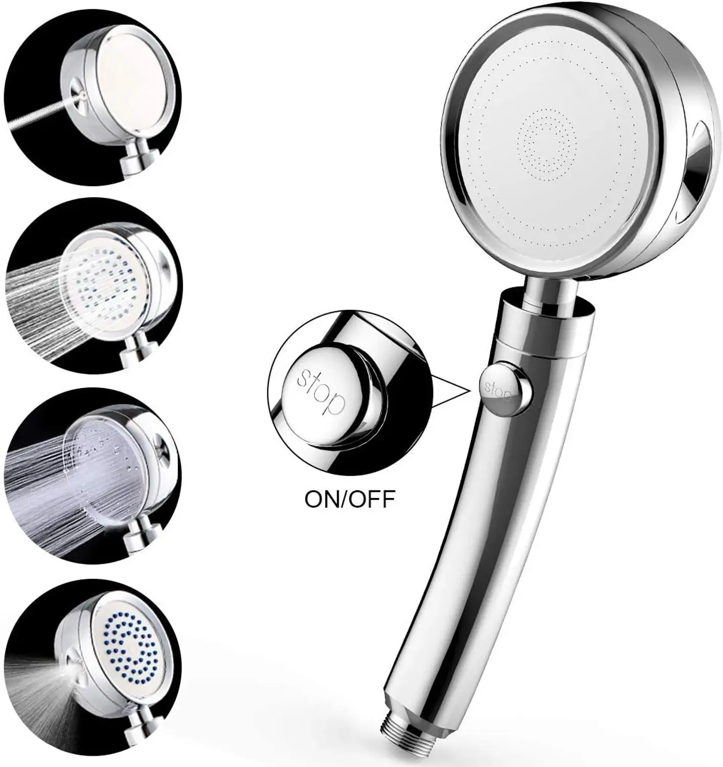 

5 Modes Adjustable Shower Head 360 Degree Rotatable Handheld Showerhead with The Stop Button High-Pressure Saving Water Jets