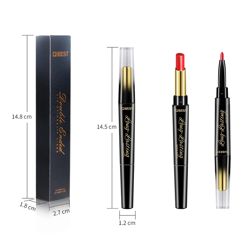 

2 In 1 Double Head Lip Liner Pencils Lipstick Waterproof Long Lasting moisturizing Pigments Nude Color Double-head lipstick