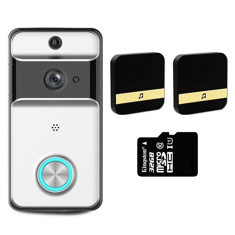 kit4 Умный беспроводной WiFi видео дверной звонок камера системы безопасности HD PIR Обнаружение движения двухсторонний Встроенный 3200mAH литий аккумуляторная батарея - Цвет: kit4