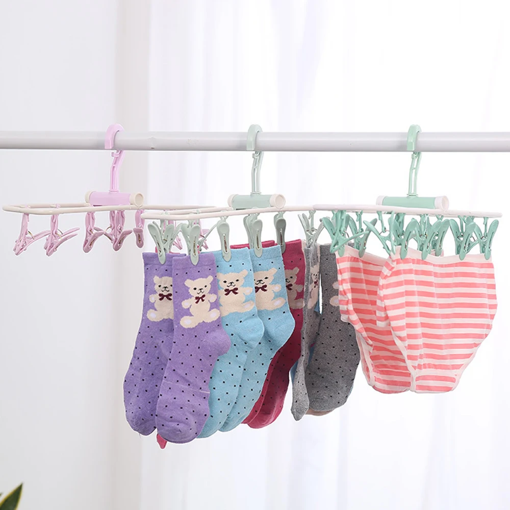 12 зажимов для носков сушка складная вешалка нижнего белья Многофункциональная