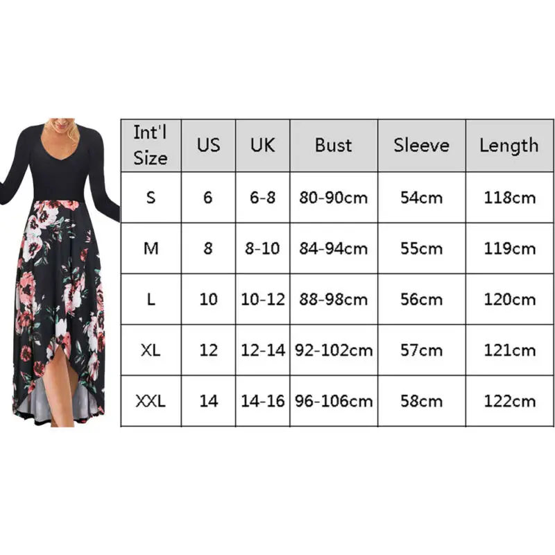 2019 Новое модное женское платье Бохо цветочный длинный рукав вечерняя коктейль