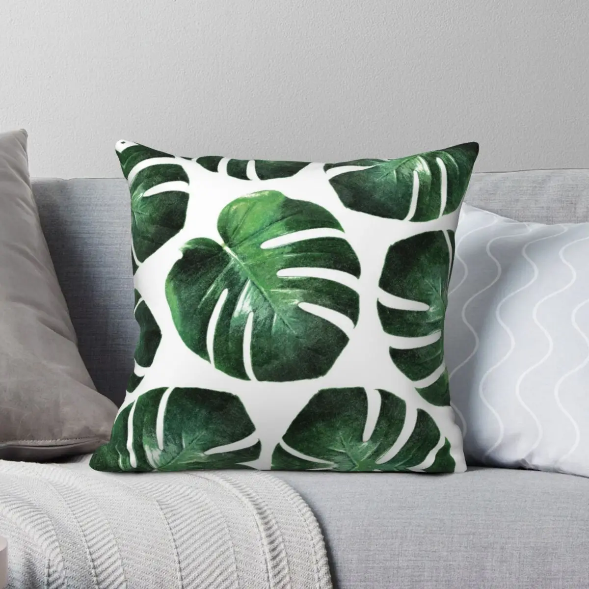 TROPICAL LUSH Square Pillowcase Polyester Linen Velvet Patte