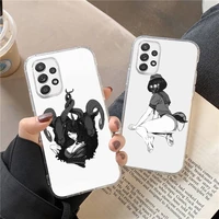 manga girl horror phone case transparent for samsung s21 ultra s20 fe s10 plus a52 a51 a12 a71 note 20 shell cover coque
