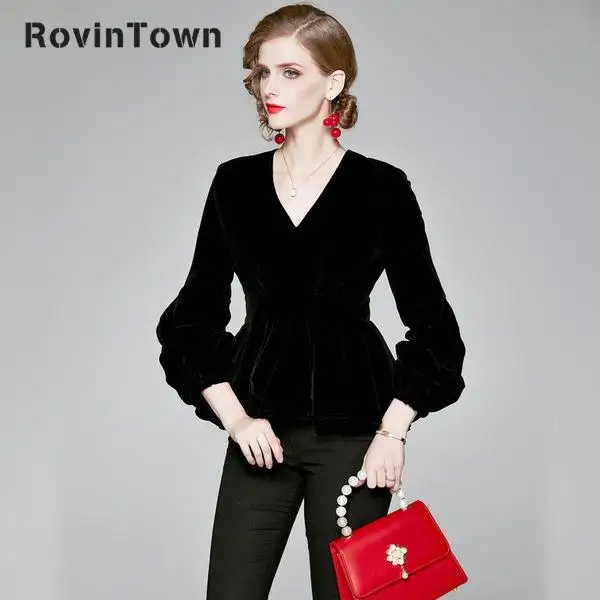 Универсальная черная Облегающая рубашка с длинным рукавом и V образным вырезом