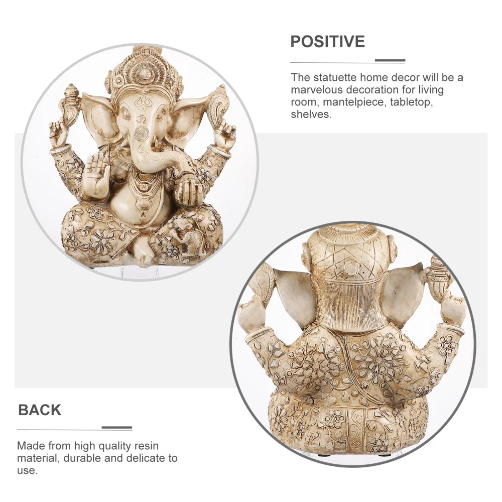 

Elephant Trunk God Statue Resin Art Craft Desk Ornament for Home Office