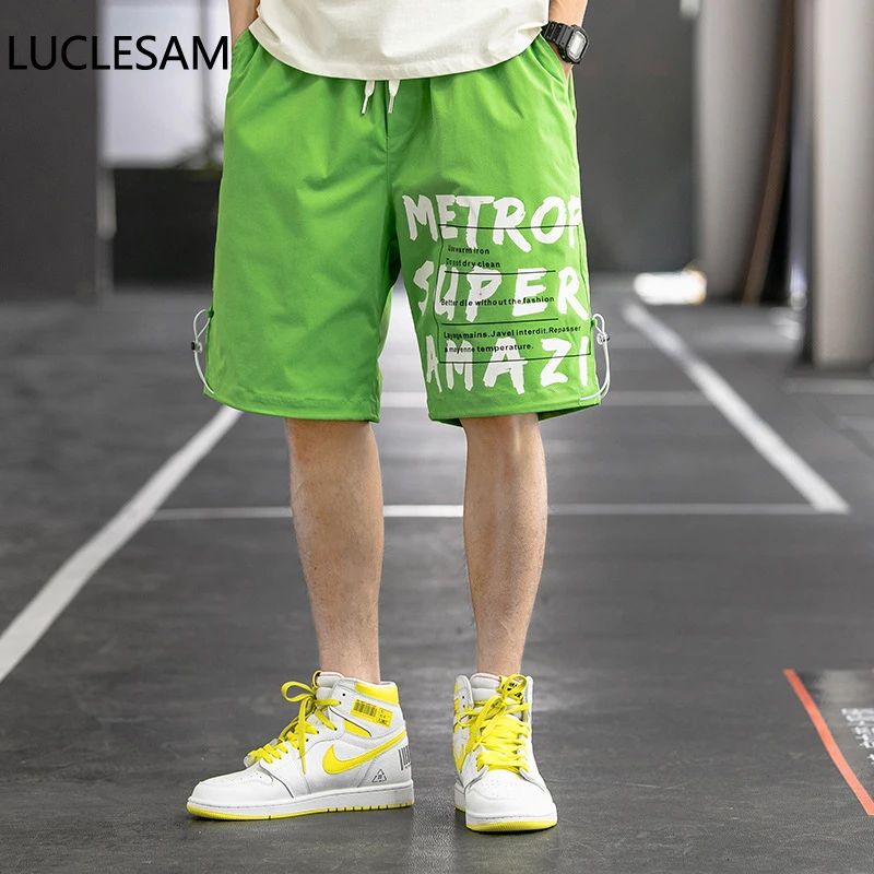 

Summer New Mens Casual Shorts Multicolor Straight Loose Short Pants 2020 Fashion Letter Hip Hop Shorts for Men Ropa Para Hombre