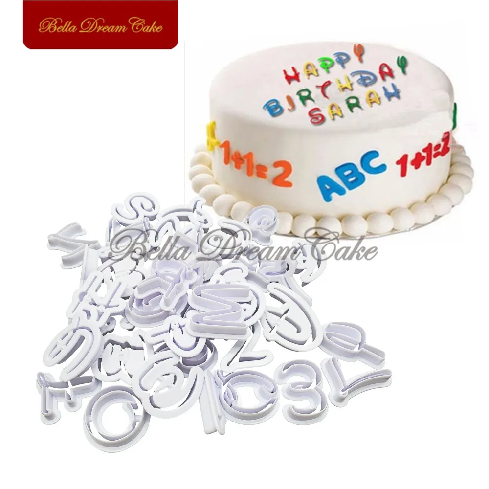 

36pcs Cartoon Uppercase Letter Number Cookies Cutter Mold Plastic Fondant Biscuits Embossing Mould Cake Decorating Tool Bakeware