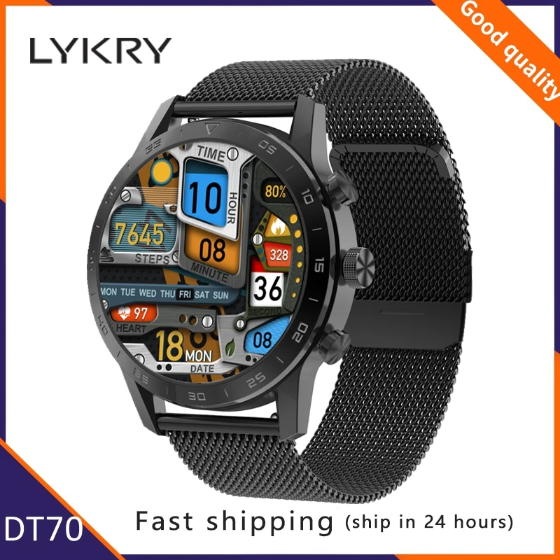 Смарт-часы LYKRY DT70 1 39 дюйма круглый экран BT звонки долгий режим ожидания частота