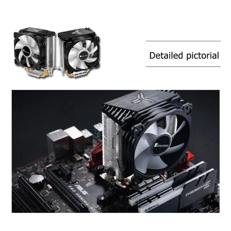 Jonsbo CR1200 2 тепловые трубки башня процессор кулер RGB 3Pin Охлаждающие вентиляторы радиатор гидравлический подшипник для LGA 775/1150/1151/1155/1156