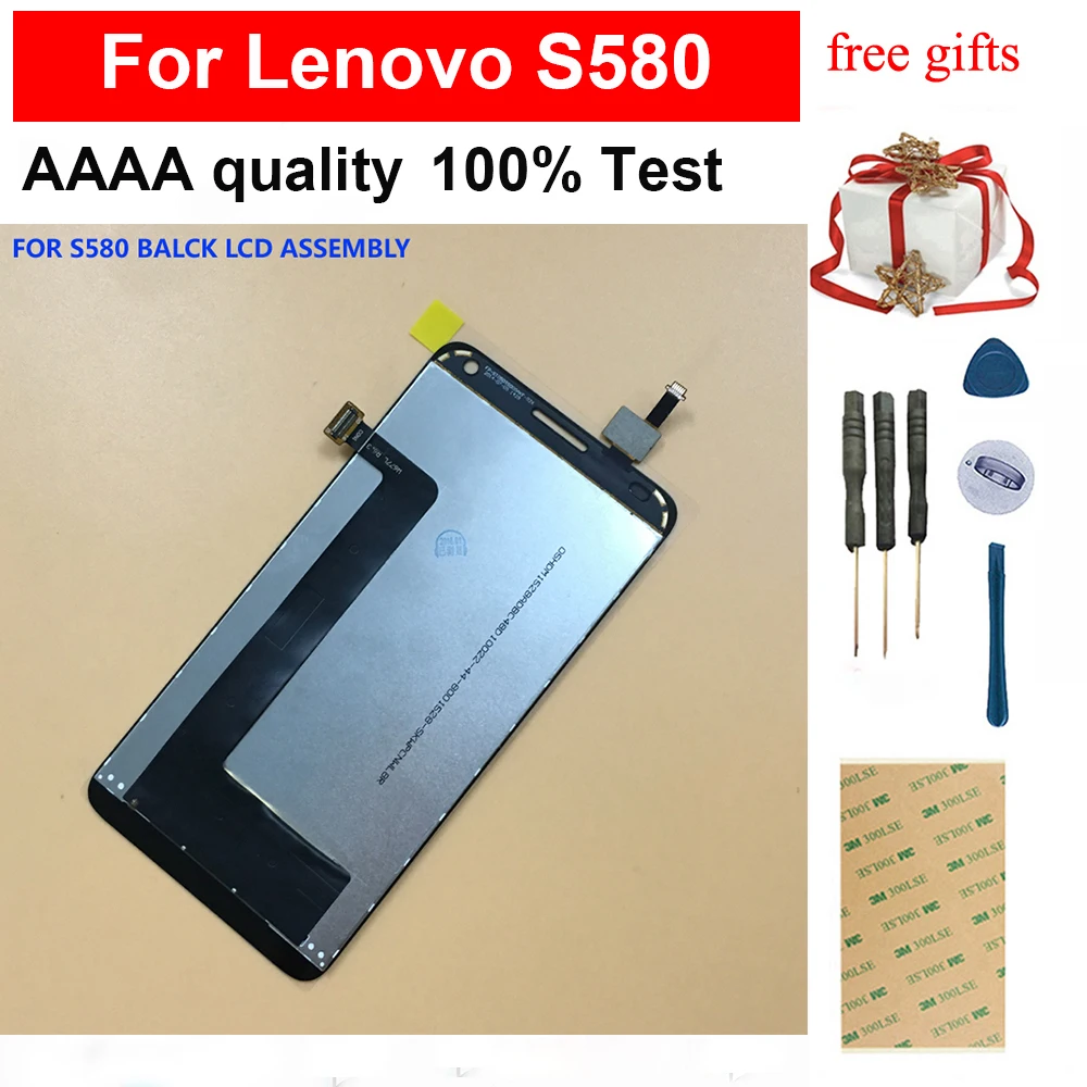 Черный Для lenovo S580 сенсорный экран дигитайзер сенсорная панель стекло + ЖК дисплей