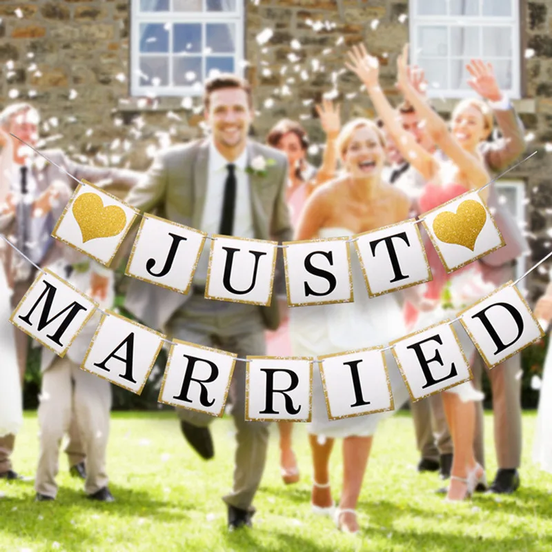 Свадебное украшение мистер миссис только что вышла брак Фотофон фото реквизит