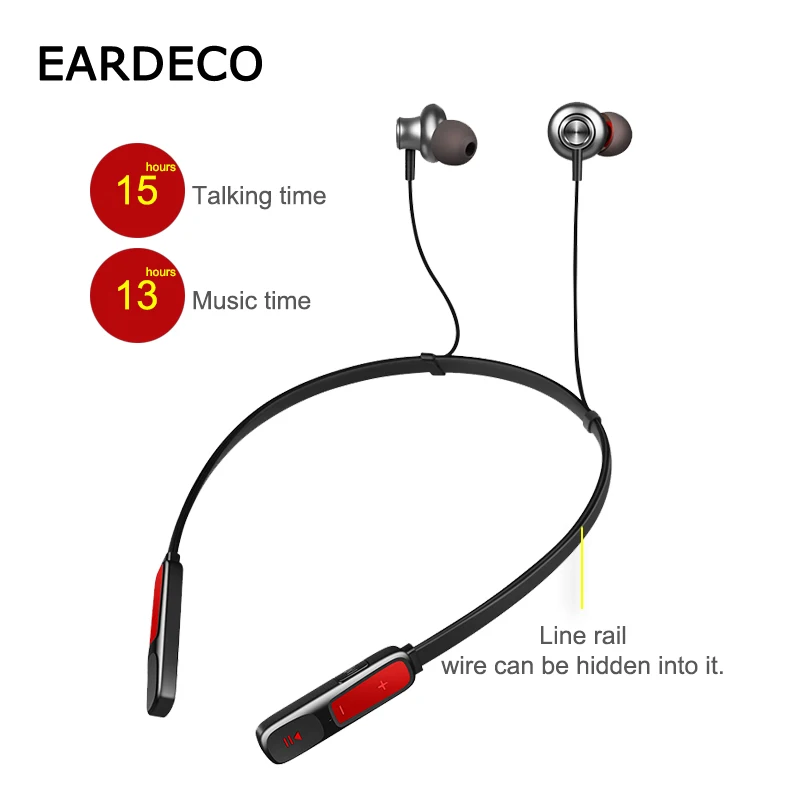 Оригинальные магнитные беспроводные наушники EARDECO, спортивные Bluetooth наушники, водонепроницаемые наушники, стерео гарнитура, микрофон, бас
