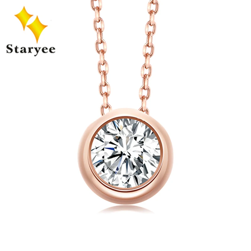 

0.5Carat Colorless VVS Charles Colvard Forever One Moissanite Simulated Diamond Solitaire Pendant Necklaces Women 18K Rose Gold