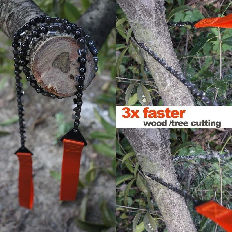 

24Inch/63cm Gear Outdoor String Wire Saw Pocket Scroll Hand Stainless Steel Rope Chain Saws Travel Camping Survival Tool