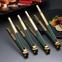 worthbuy gold stainless steel food tongs non slip serving tongs for bbq meat salad bread kitchen accessories cooking utensils