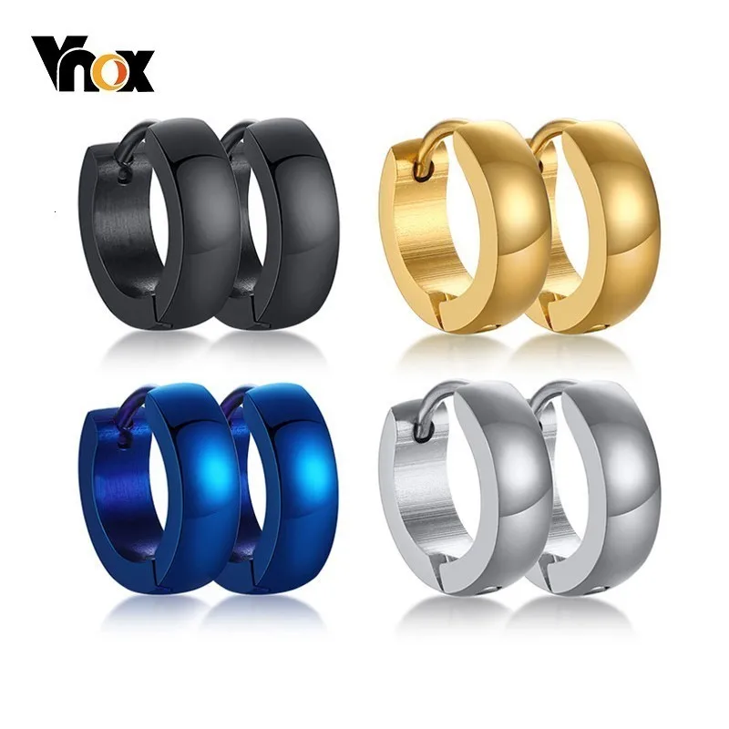 Vnox для мужчин унисекс из нержавеющей стали маленький обруч Huggie серьги ухо аксессуар