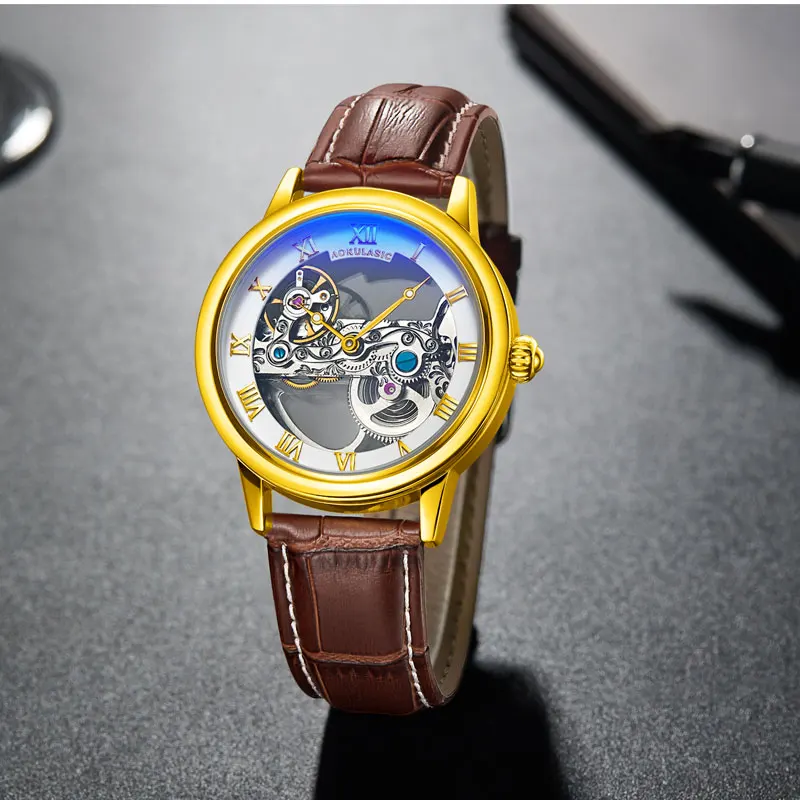 Уникальные прозрачные автоматические механические часы мужские роскошные с