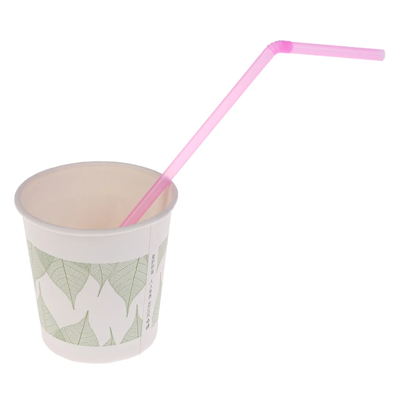 

200pc Accessories Restaurant Colored Party PP Disposable Bendable Drinking Straw